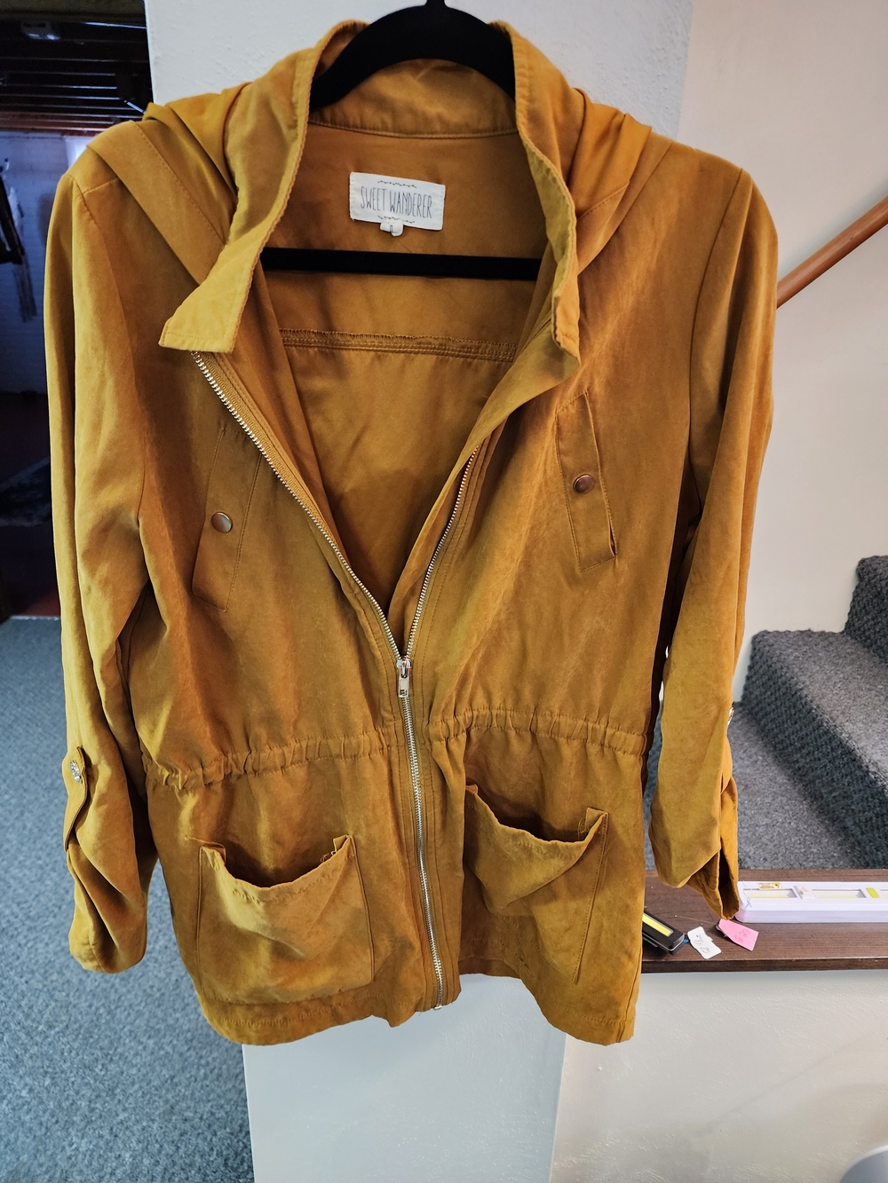 Sweet Wanderer Sz M  Hooded Jacket in Mustard Yellow